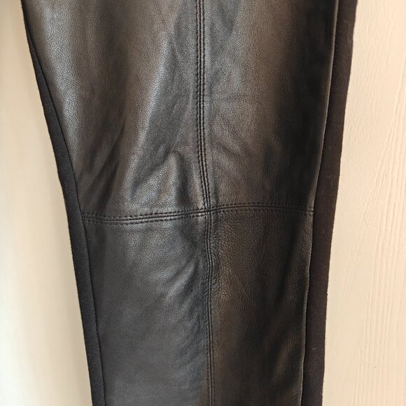 St. John Black Leather Front Panel Stretch Leggings S - Picture 6 of 12